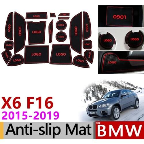 Anti-Slip Gate Slot Mat Rubber Cup Coaster for BMW X6 F16 2015 2016 2017 2018 2019 X6M M Power Accessories Stickers Car Styling