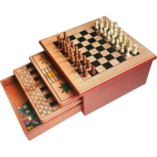 3 in 1 Chess Set Travel Games Chess Wooden Chess Board Game Set Gifts for Kids Adult