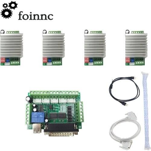 CNC Machine system control system kit, 1pcs Mach3 5 axis breakout board + 4pcs TB6560 driver for CNC milling machine