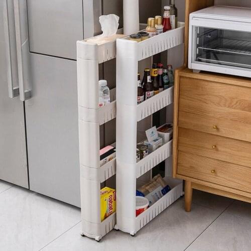 Refrigerator Interspace storage rack Gap shelf pulley mobile kitchen toilet gap rack bathroom storage rack fridge side seam rack