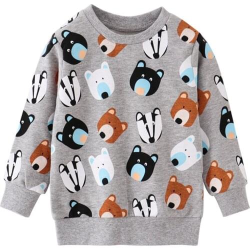 Funnygame Autumn Spring Bear Cotton Boys Girls Sweatshirt Hot Selling Animals Print Baby Sweaters Kids Clothes