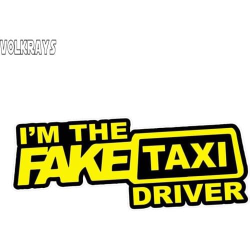 Volkrays Creative Car Sticker I'm The Fake Taxi Driver Accessories Reflective Waterproof Cover Scratches PVC Decal,5cm*15cm