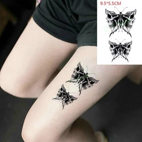 Waterproof Temporary Tattoo Sticker Skull butterfly wings flying The body art Flash Tatoo Fake Tatto for Woman Men