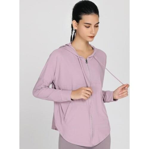 Women Sport Hoodie Loose Running Jacket Summer Thin Sun-proof Yoga Coat Female Long Sleeve Running Exercise Gym Fitness Top