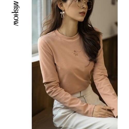 MISHOW 2020 Spring T-Shirt For Women stitching Sleeve Streetwear Outdoor Tshirt Fashion Tee Tops Female Clothing MX21A3623