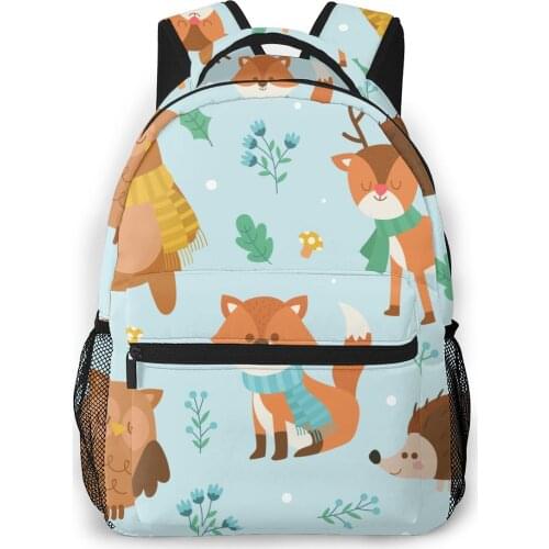 Backpack Women Shoulder Bag For Teenage Girls Winter Forest Animal Bagpack Female Ladies School Backpack
