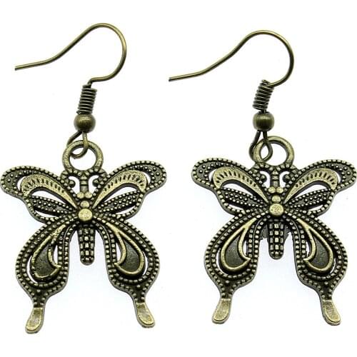 1 Pair Fashion Earring Dangle Earring 27x25mm Butterfly Dancing Butterfly Flying Butterfly Charms Drop Earring For Women Jewelry