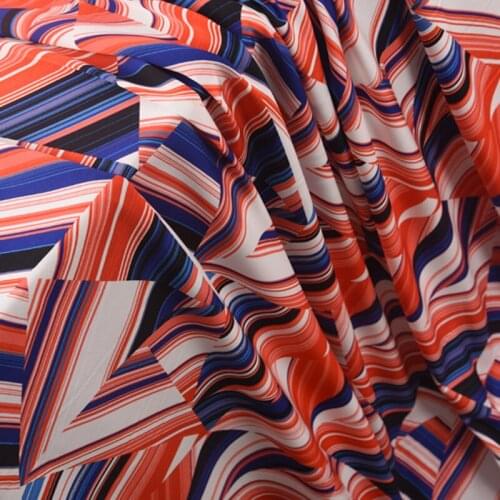 114*62CM Geometry Print Silk Fabric for Blouse Dress Cheongsam Jacket H668