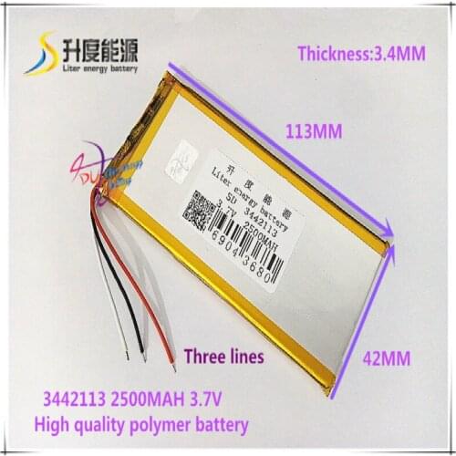 3.7V 2500mAH 3442113 Polymer lithium ion / Li-ion battery for tablet pc cell phone POWER BANK