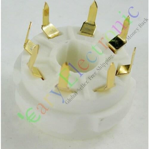 Wholesale and retail 4pcs PCB Gilded 8pin Ceramic vacuum tube socket top mount gold octal valve base free shipping