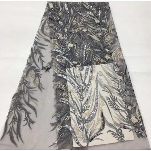 5yards/bag Embroidery sequins plant design fashion new fabric used for wedding dress decoration XX525