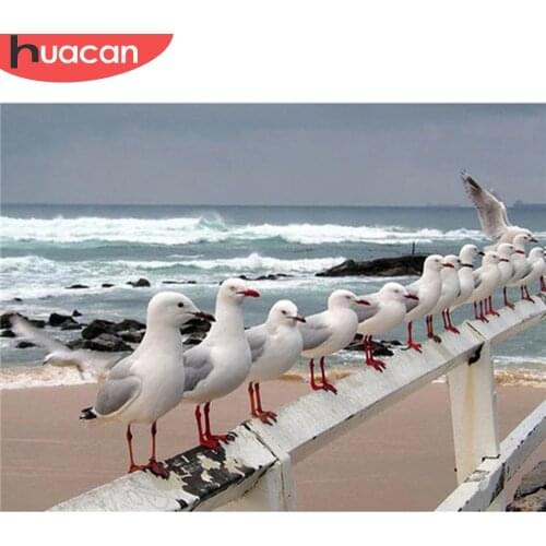 HUACAN 5D DIY Diamond Painting Bird Full Drill Square Diamond Embroidery Animal Seagull Diamond Mosaic Cross Stitch Home Decor