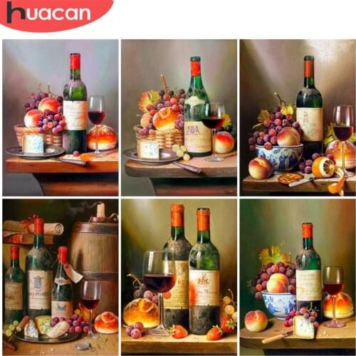 HUACAN Diamond Art Painting Red Wine New Arrivals Mosaic Embroidery Fruit Cross Stitch Home Decoration Gift