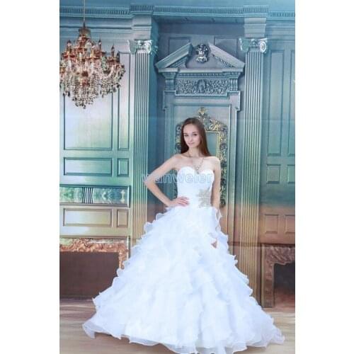 Free shipping 2016 hot sale real picture new design ball gown white/ivory stockings custom size/color bridal dress wedding dress