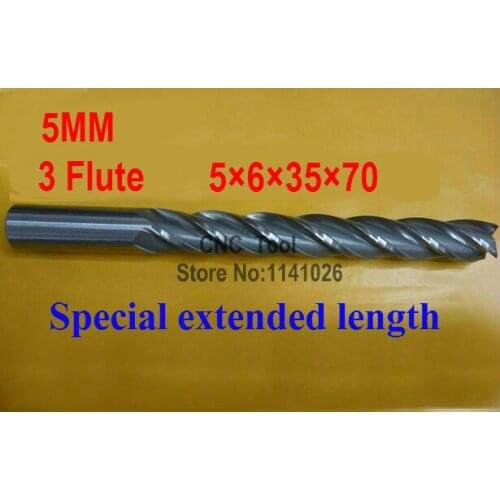 Free shipping 5pcs 5mm 3 Flute HSS & Special extended length Aluminium End Mill Cutter CNC Bit Milling Machinery Cutting tools