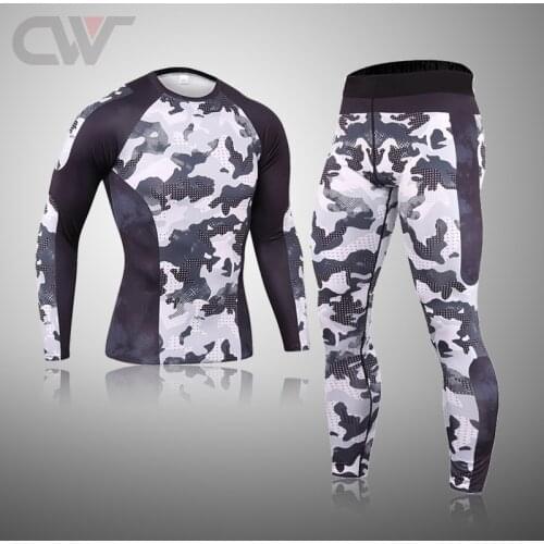 Brand Mens Set Skin Compression Long Johns Fitness Clothing MMA Rashgard Male Thermal Men Underwear Sports Leggings Jogger
