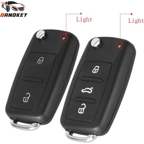 Dandkey NEW 2/3 Button For VW VOLKSWAGEN Jetta Tiguan Golf Sagitar Polo MK6 Flip Fob Remote Folding Key Shell Uncut Blade