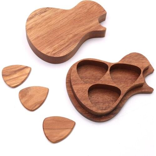 Handmade Wooden Guitar Pick Box and Picks Guitar Pick Plectrum Storage Box Guitar Accessories
