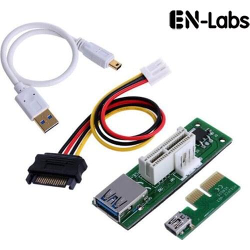 EN-Labs PCI-E X1 to 1X Riser Extension Cable,90 Degree PCIe 1X to 1X Extended Expansion Card for GPU Graphic Card Mining