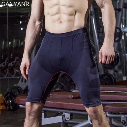 GANYANR Running Tights Men Yoga Leggings Fitness Basketball Compression Shorts Quick Dry Gym Athletic Sports Skins Jogging Slim