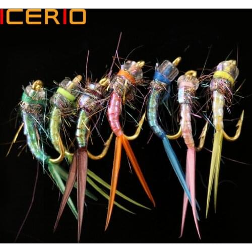 ICERIO 6PCS Bead Head Nymph Stonefly Flies Blue Gill Trout Fishing Fly Lures
