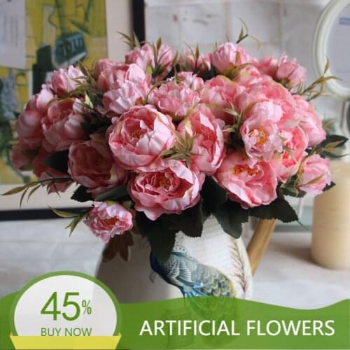 Artificial Peony Silk Hydrangea Bouquet Decor Faux Plastic Camellia Vivid Realistic Flower Arrangements Wedding Decoration