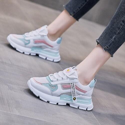 White Womens Shoes Summer 2021 New Fashion Breathable Mesh Sneakers Women Flats Shoes Platform Running Shoes Zapatillas Muje