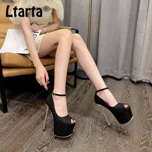 LTARTA Sexy Nightclub Womens Sandals High Heel Waterproof Platform Fish Mouth Single Shoes Shallow Mouth Banquet Shoes CWF