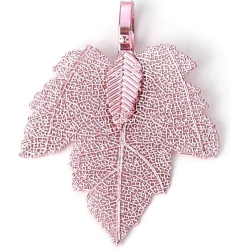 DoreenBeads Copper Pendants Maple Leaf Pink Purple Blue Green Colorful Charms DIY Findings 36mm x28mm - 34mm x27mm, 2 PCs