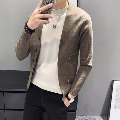 New Men Knitting Sweaters Coat Casual Warm MenS High Quality Fashion Cardigan V-Neck Sweater Male Coat KK3011