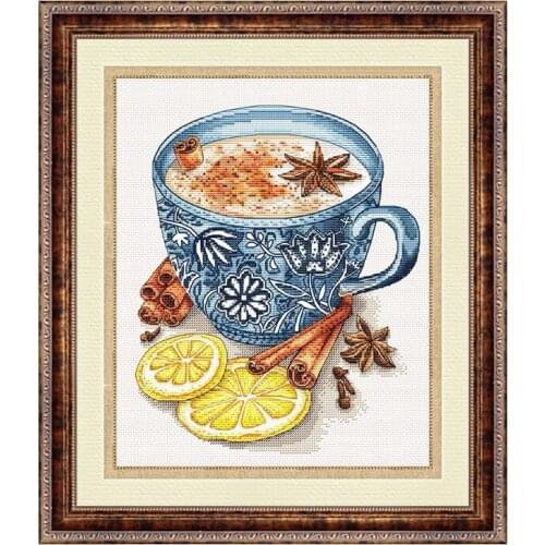 Fishxx Cross Stitch Kit S285 Lemon Star Anise Drink Restaurant Hanging Picture Accurate Printing New Embroidery