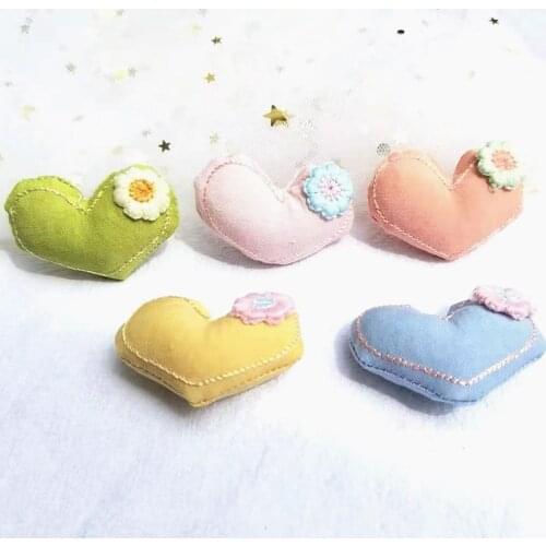 10pcs/lot DIY Handmade heart Padded Patches Appliques For Clothes Sewing Supplies DIY Hair Decoration