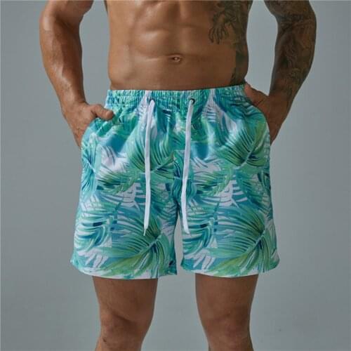 Summer New Mens Swim Trunks Quick Dry Beach Shorts with Pockets Short Swimming Trunks Floral Print Swimwear Bathing Suits