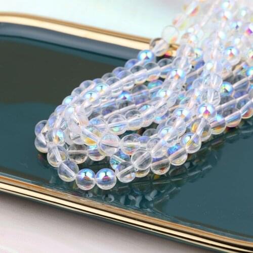 New Natural Stone Colorful Clear Quartz Crystals Beads Smooth Loose Beads 4-12mm for Jewelry Making Charm Accessories DIY