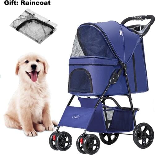 Pet Stroller Foreign Trade Lightweight Folding Pet Stroller Cats and Dogs Outing Shopping Pet Carrier Dog Car Pet Stroller