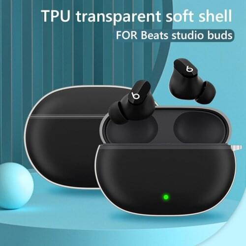 Transparent TPU Earbuds Case w/ Hook Soft Protective Shell Anti-Fall Shockproof Dustproof Protector Cover for Beats Studio Buds