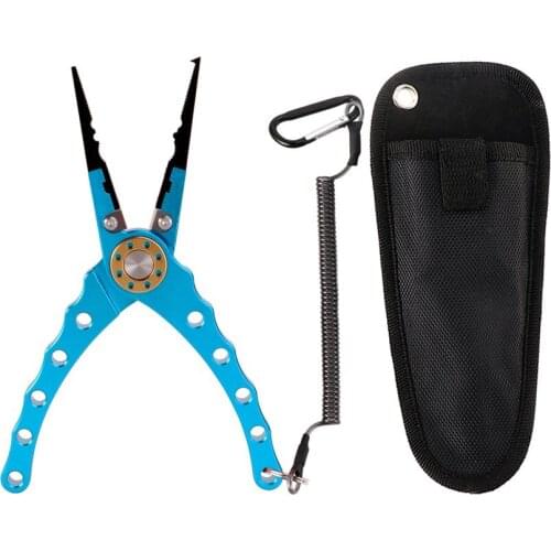 Fishing Pliers Aluminum Braid Cutter Split Ring Pliers Hook Remover Fish Holder with Sheath and Lanyard
