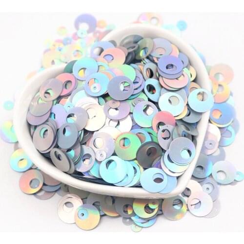 Big Hole Sequins Flat Round 10mm 20mm 30mm Lager Silver DIY Sequin for Sewing Craft Paillettes Lentejuelas Home Decor Filler