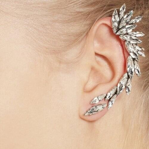 1pcs Right Ear Cuff Earrings Silver Plated Clip On Earrings Earcuff Earring Ear Cuffs For Women Girls Fashion Rhinestone Jewelry