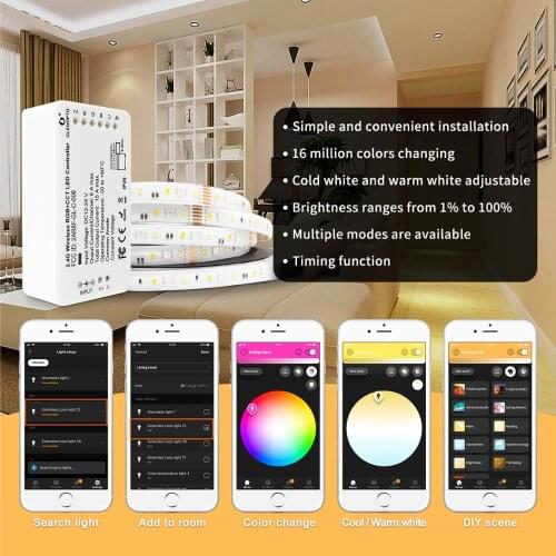 2/3/4PCS DC12-24V RGB+CCT/rgbw Zigbee smart LED strip Controller Voice control work with Echo plus smartThings ZIGBEE 3.0 HUB