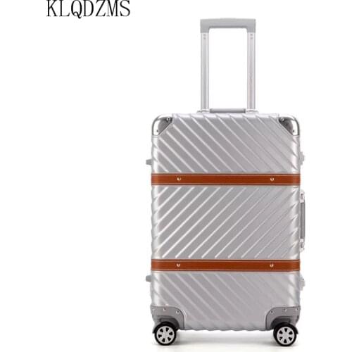 KLQDZMS 20/22/24/26/29 Inch Vintage Luggage Suitcase PC Aluminum Frame Travel Trolley Rolling Luggage Suitcase With Wheels