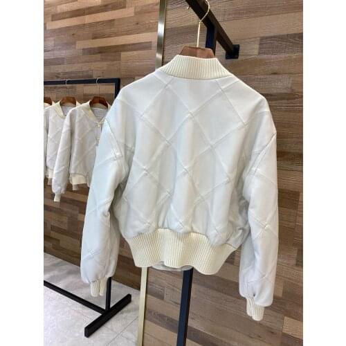 2020 fashion winter new button women white black Plaid long sleeve jacket