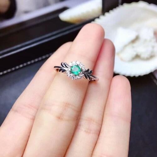 SHILOVEM 925 sterling silver Natural Emerald rings classic fine Jewelry women wedding plant wholesale new 4*4mm mj0404991agml