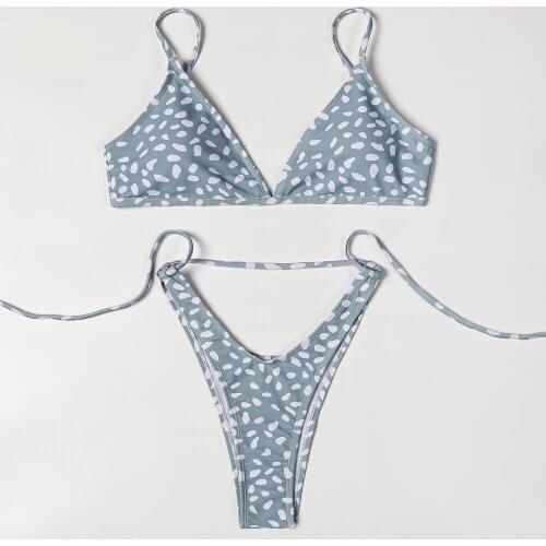 ZTVitality Swimwear Women Wave Point Sexy Bikini 2022 New Arrival Straps Padded Bra High Leg Bandage Swimsuit Brazilian Biquini