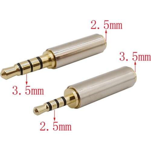 1Pcs Plug 3.5 mm to 2.5 mm Audio Jack Stereo Adapter 2.5mm Male to 3.5mm Female 4 Pole Connector for Aux Speaker Cable Headphone