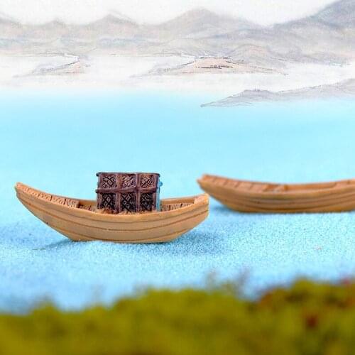 10PCS Vintage Boat Miniature Doll Garden Decor Home Houses Decoration Crafts Mini Craft Micro Landscaping Decor DIY Accessories