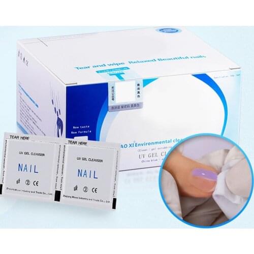 100Pcs/Box Nail Cleanser Residue-Free Convenient Fast Infiltration Fabric Degreaser Nails Gel Remover Wipes Napkins for Manicure