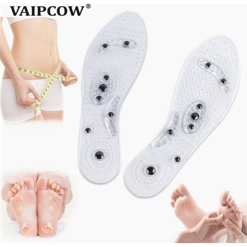 2 pairs Women Men Silicone Insole Magnetic Therapy Anti Fatigue Health Care Massage Insoles