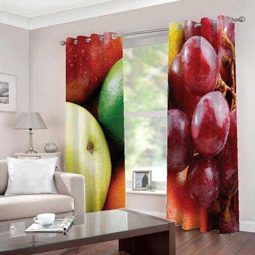 3D Curtains Custom Photo Kitchen Fruit Shop Restaurant Large window Fruits Vegetables Blackout Drapes Indoor Decor