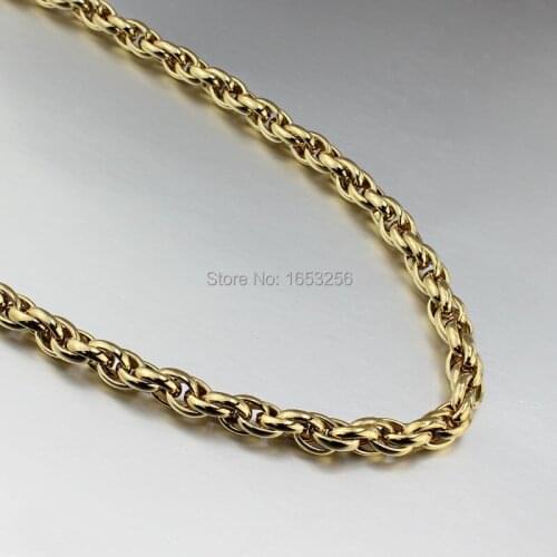 10mm 22'' High quality IP Gold Stainless Steel Rope Chain Necklace in men Jewelry